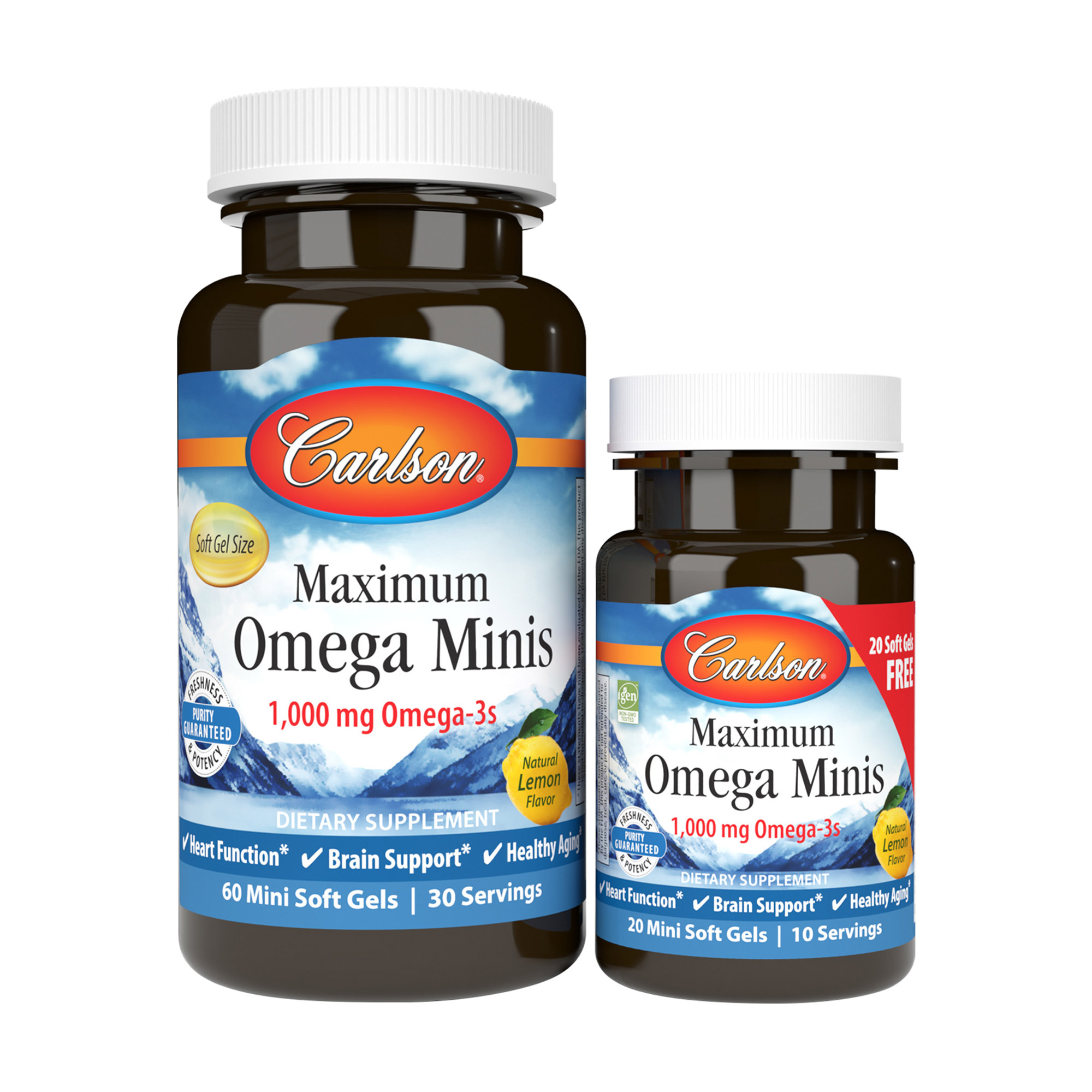 Омега максимум Carlson Labs Maximum Omega Minis зі смаком лимону, 1000 мг, 60+20 капсул